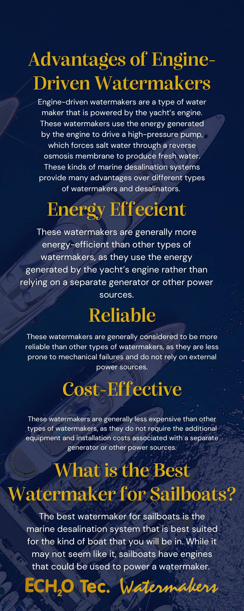 infographic detailing the advantages of engine driven watermakers 